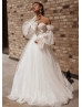 Off Shoulder Ivory Lace Tulle Dreamy Wedding Dress